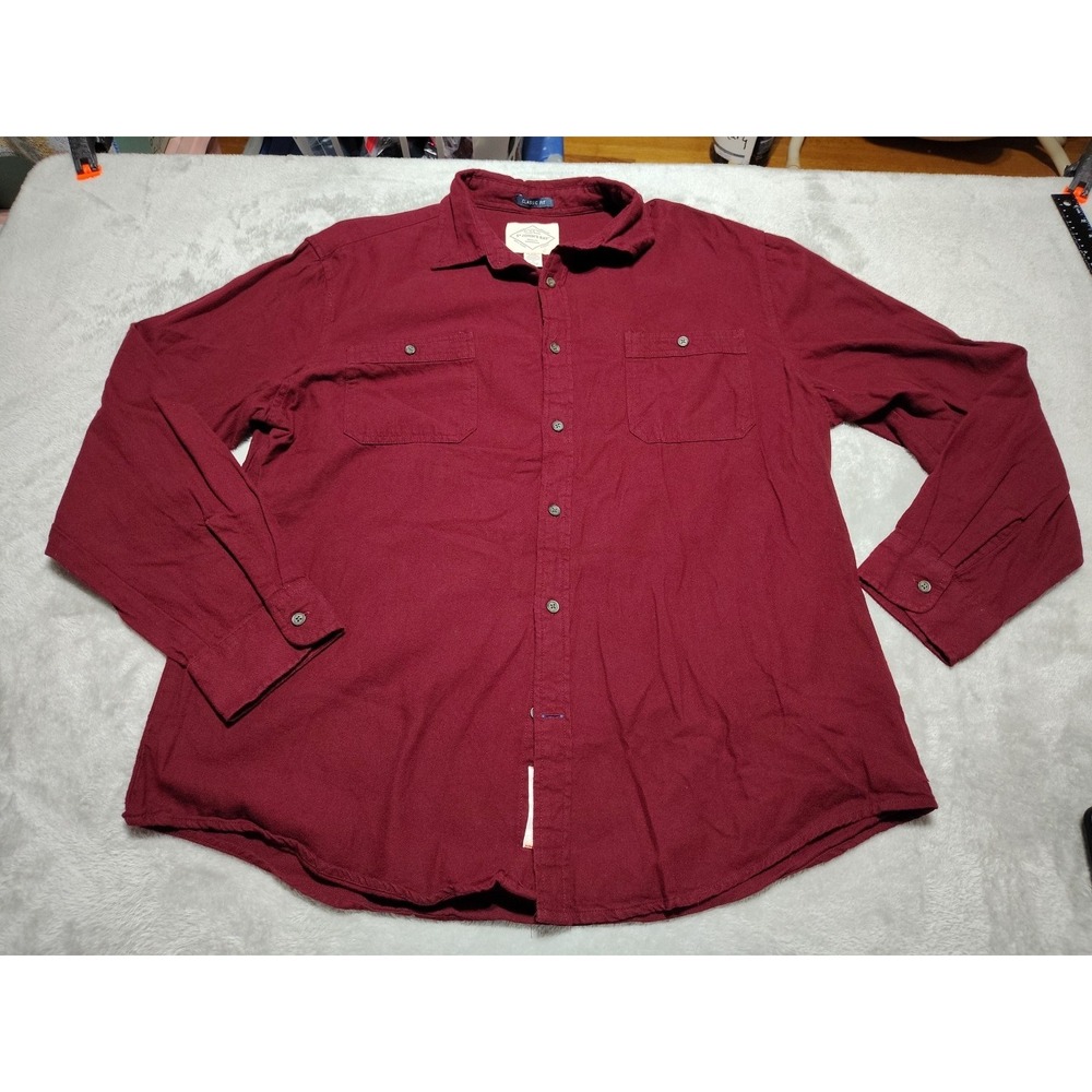 St John's Bay Flannel Shirt Men XL Burgundy Outdoor Farmer Hiking Camping Soft